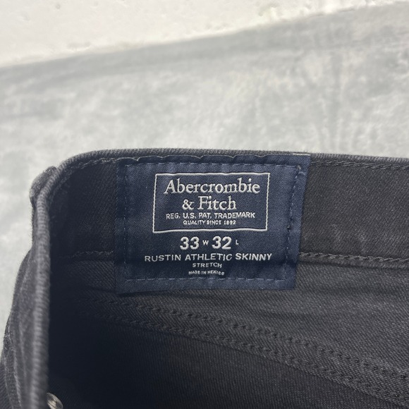 Abercrombie Fitch Jeans Mens 33x32 Black Stretch Rustin Athletic Fit Skinny Leg - Picture 5 of 10